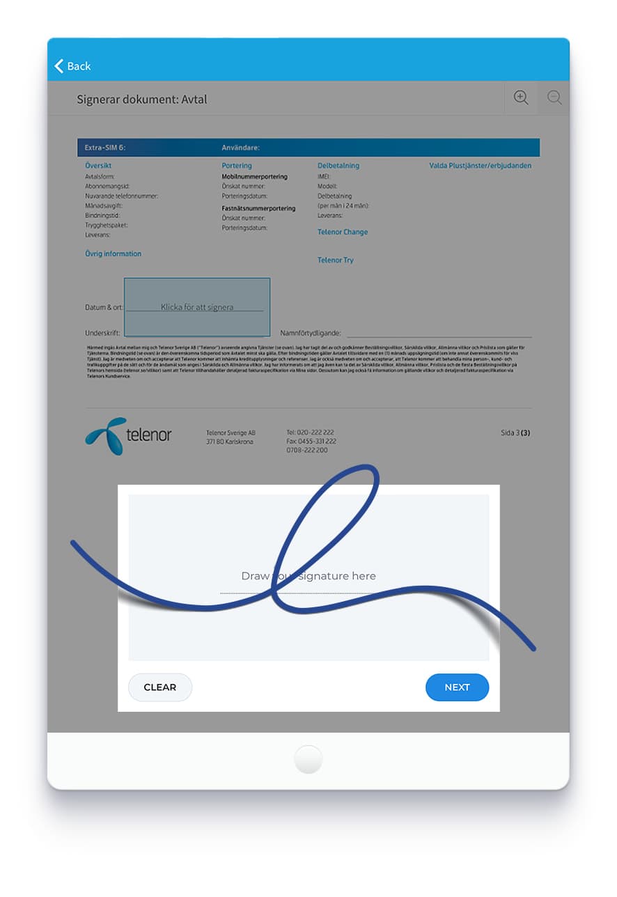 esigning a telenor document