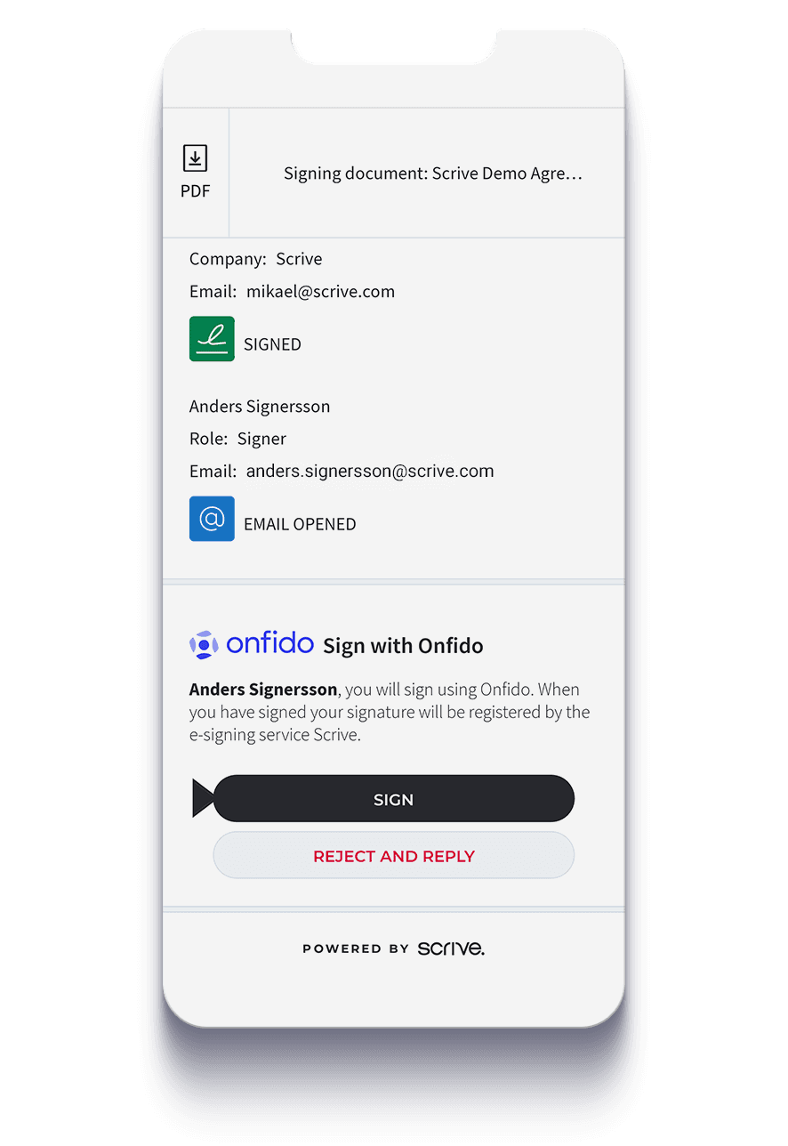 eIDHub Onfido esignature on phone