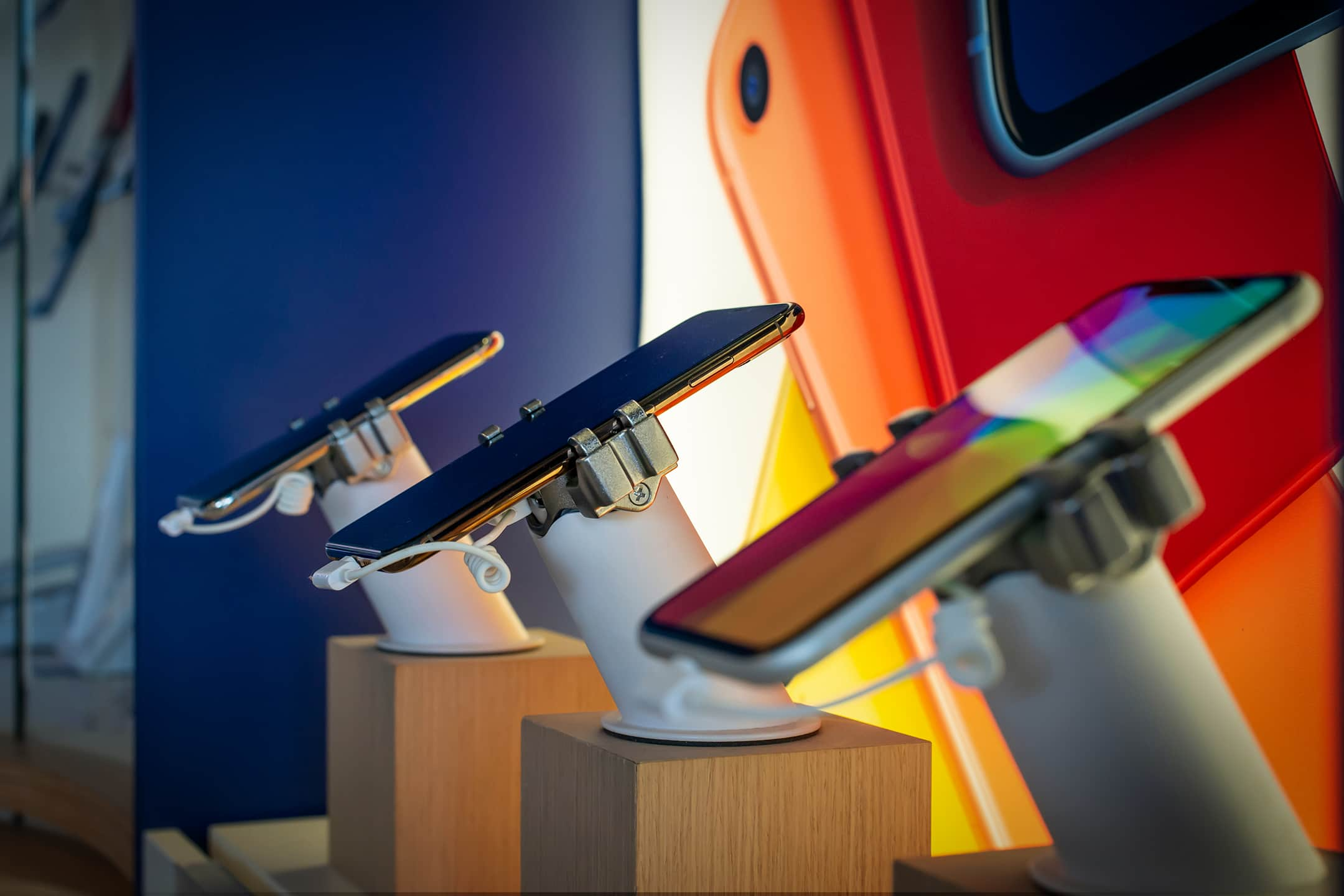 telephones on display in the shop